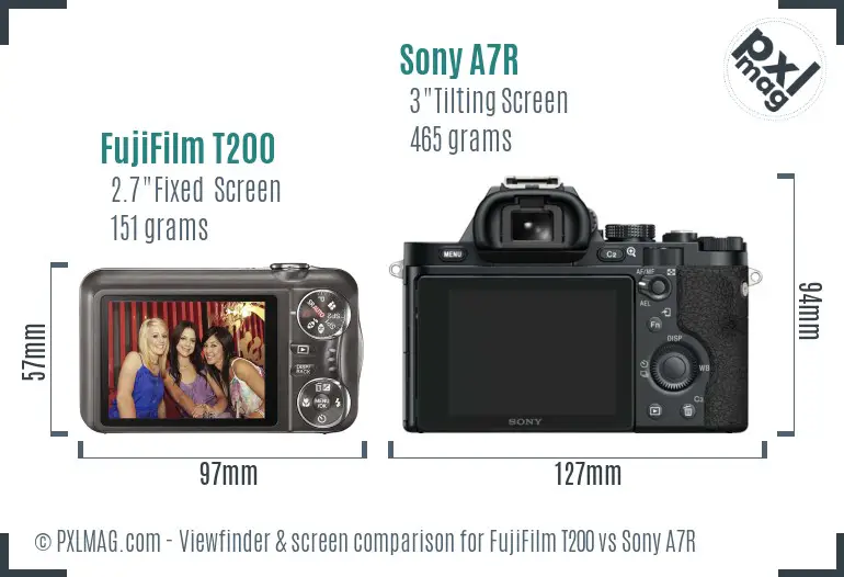 FujiFilm T200 vs Sony A7R Screen and Viewfinder comparison FujiFilm T200 vs Sony A7R Screen and Viewfinder comparison