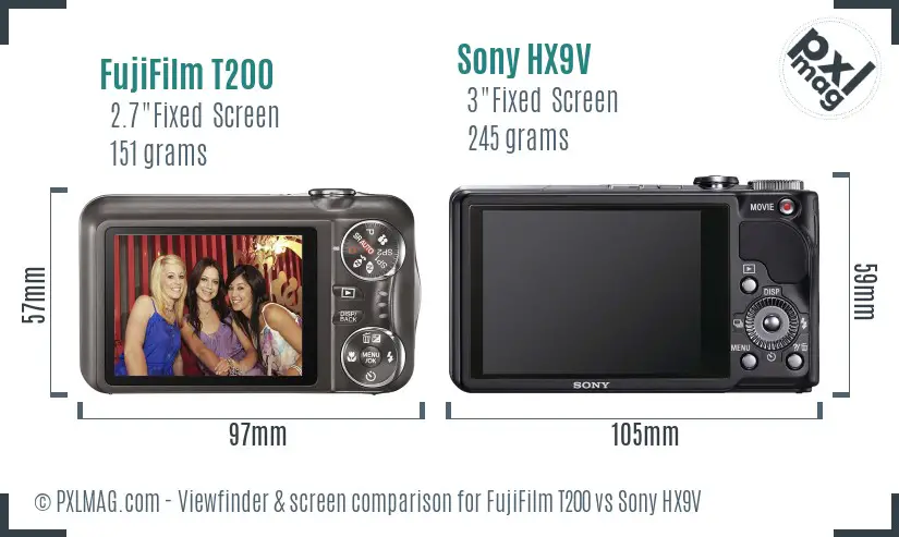 FujiFilm T200 vs Sony HX9V Screen and Viewfinder comparison FujiFilm T200 vs Sony HX9V Screen and Viewfinder comparison