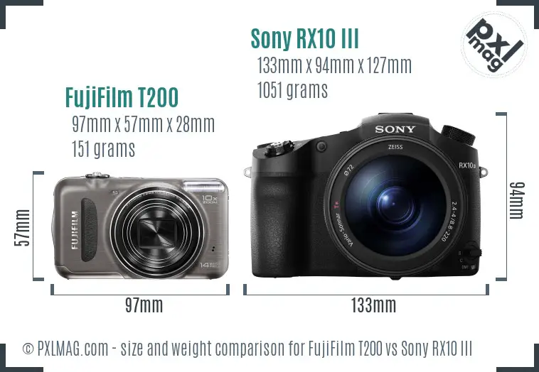 FujiFilm T200 vs Sony RX10 III size comparison FujiFilm T200 vs Sony RX10 III size comparison
