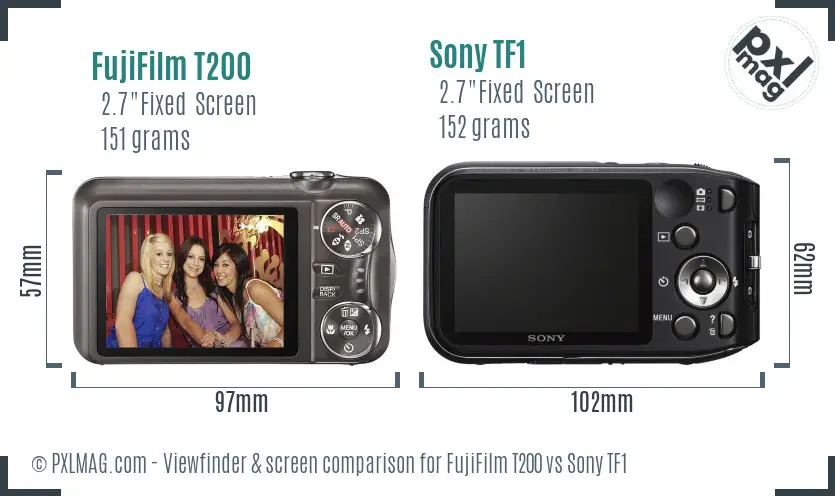 FujiFilm T200 vs Sony TF1 Screen and Viewfinder comparison