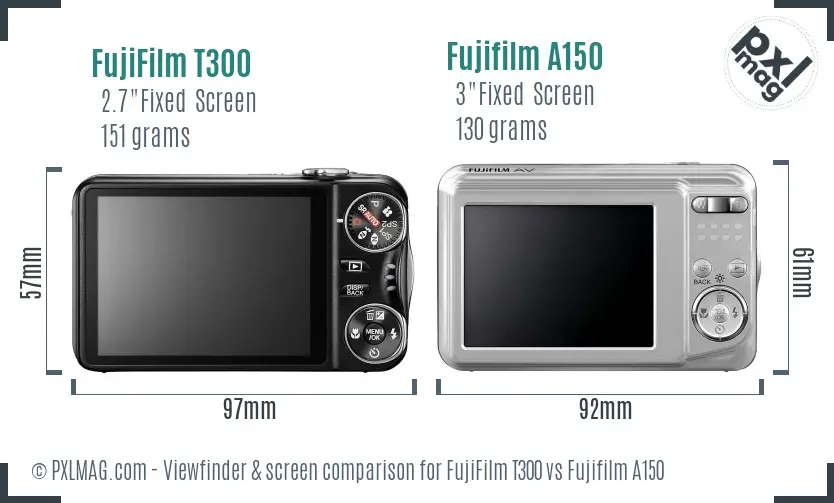 FujiFilm T300 vs Fujifilm A150 Screen and Viewfinder comparison FujiFilm T300 vs Fujifilm A150 Screen and Viewfinder comparison