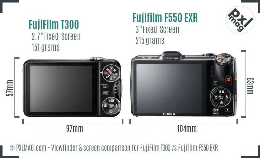 FujiFilm T300 vs Fujifilm F550 EXR Screen and Viewfinder comparison FujiFilm T300 vs Fujifilm F550 EXR Screen and Viewfinder comparison