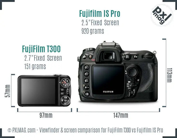 FujiFilm T300 vs Fujifilm IS Pro Screen and Viewfinder comparison