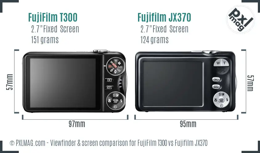 FujiFilm T300 vs Fujifilm JX370 Screen and Viewfinder comparison