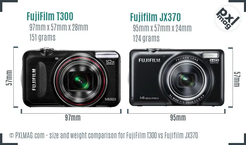 FujiFilm T300 vs Fujifilm JX370 size comparison