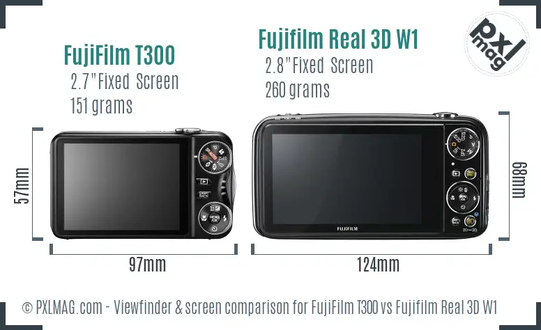 FujiFilm T300 vs Fujifilm Real 3D W1 Screen and Viewfinder comparison