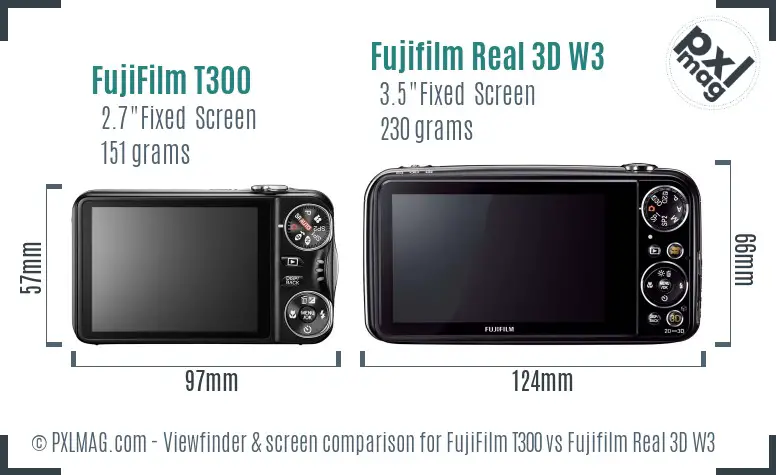 FujiFilm T300 vs Fujifilm Real 3D W3 Screen and Viewfinder comparison FujiFilm T300 vs Fujifilm Real 3D W3 Screen and Viewfinder comparison