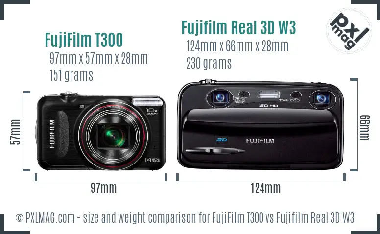 FujiFilm T300 vs Fujifilm Real 3D W3 size comparison FujiFilm T300 vs Fujifilm Real 3D W3 size comparison