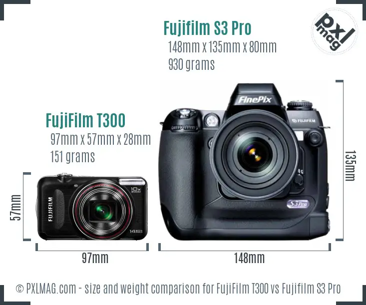 FujiFilm T300 vs Fujifilm S3 Pro size comparison