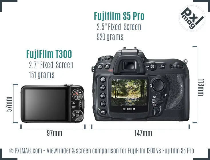 FujiFilm T300 vs Fujifilm S5 Pro Screen and Viewfinder comparison FujiFilm T300 vs Fujifilm S5 Pro Screen and Viewfinder comparison