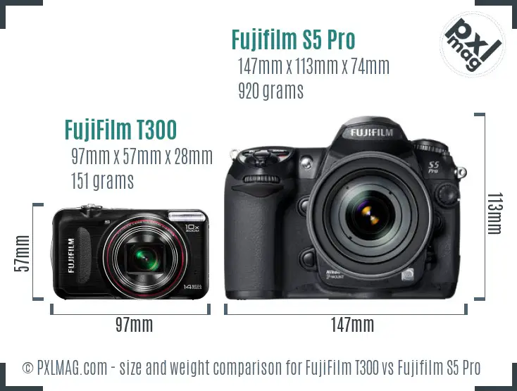 FujiFilm T300 vs Fujifilm S5 Pro size comparison FujiFilm T300 vs Fujifilm S5 Pro size comparison
