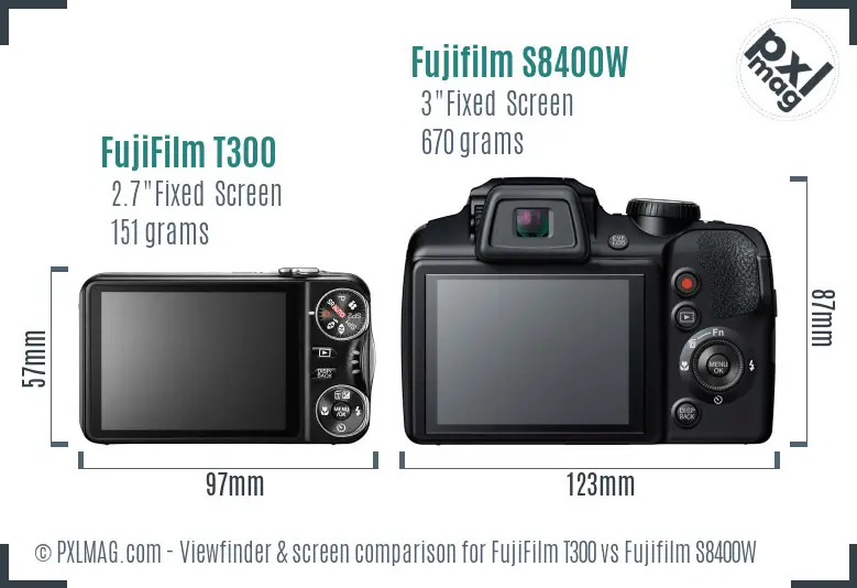 FujiFilm T300 vs Fujifilm S8400W Screen and Viewfinder comparison FujiFilm T300 vs Fujifilm S8400W Screen and Viewfinder comparison