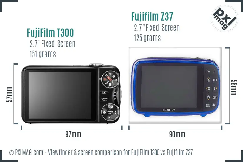 FujiFilm T300 vs Fujifilm Z37 Screen and Viewfinder comparison