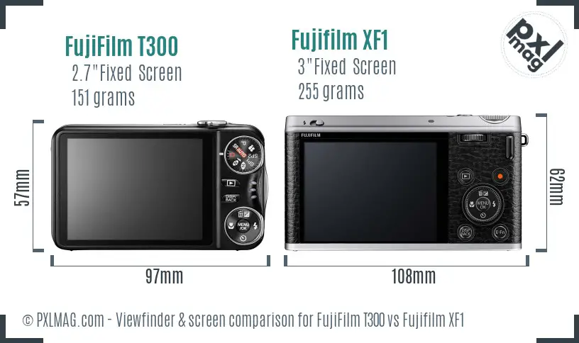 FujiFilm T300 vs Fujifilm XF1 Screen and Viewfinder comparison FujiFilm T300 vs Fujifilm XF1 Screen and Viewfinder comparison