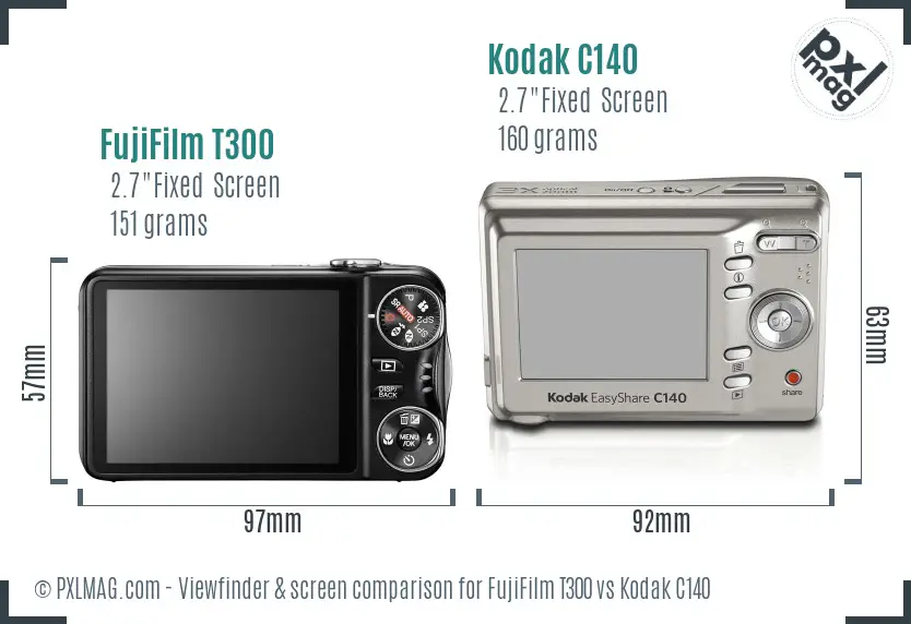 FujiFilm T300 vs Kodak C140 Screen and Viewfinder comparison
