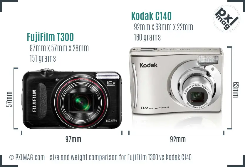 FujiFilm T300 vs Kodak C140 size comparison