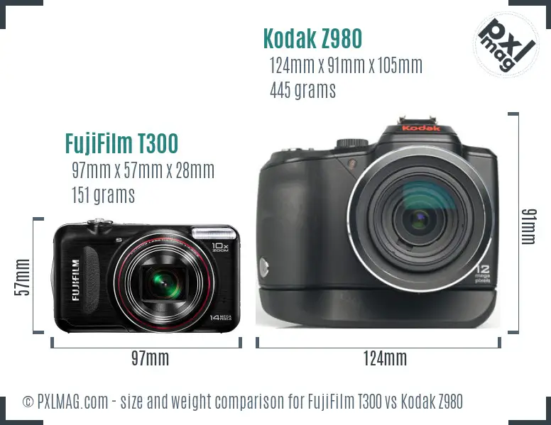 FujiFilm T300 vs Kodak Z980 size comparison FujiFilm T300 vs Kodak Z980 size comparison