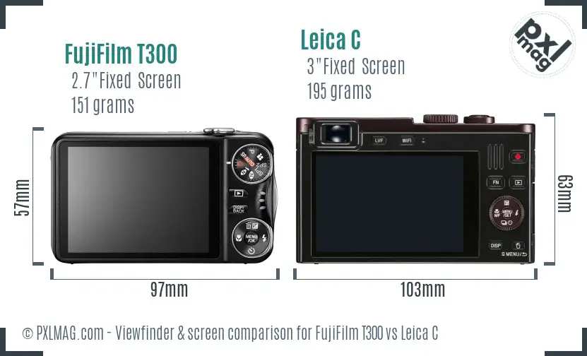 FujiFilm T300 vs Leica C Screen and Viewfinder comparison