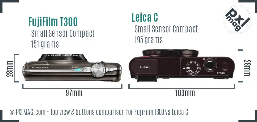 FujiFilm T300 vs Leica C top view buttons comparison