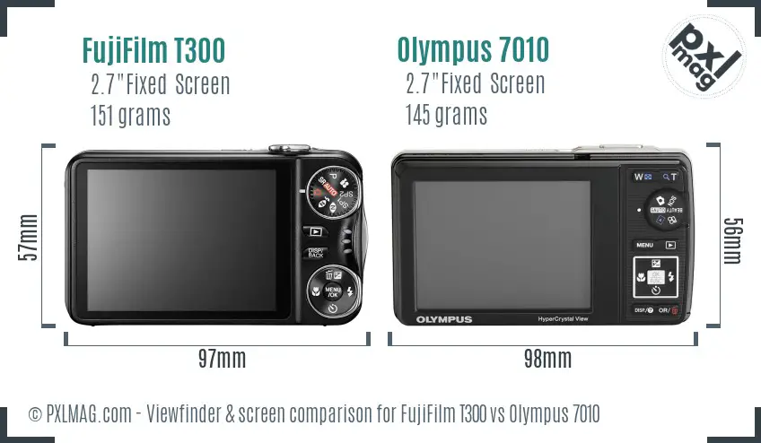 FujiFilm T300 vs Olympus 7010 Screen and Viewfinder comparison FujiFilm T300 vs Olympus 7010 Screen and Viewfinder comparison