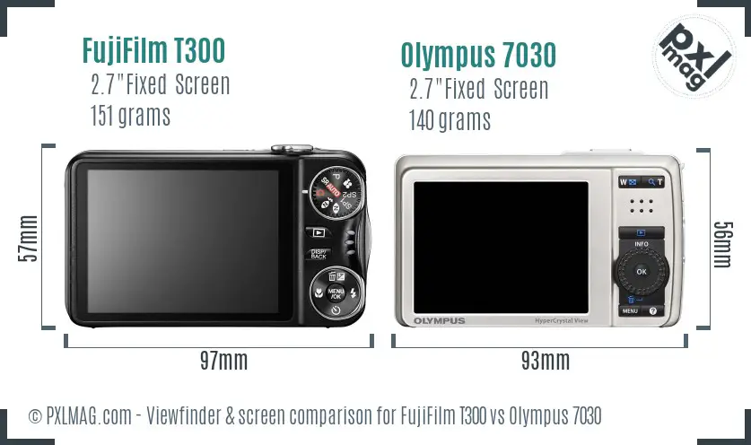 FujiFilm T300 vs Olympus 7030 Screen and Viewfinder comparison FujiFilm T300 vs Olympus 7030 Screen and Viewfinder comparison