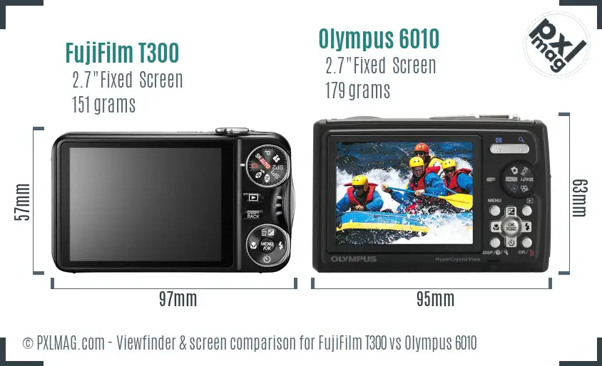 FujiFilm T300 vs Olympus 6010 Screen and Viewfinder comparison