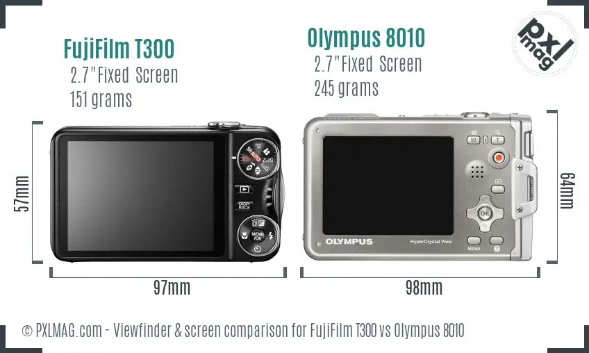 FujiFilm T300 vs Olympus 8010 Screen and Viewfinder comparison FujiFilm T300 vs Olympus 8010 Screen and Viewfinder comparison