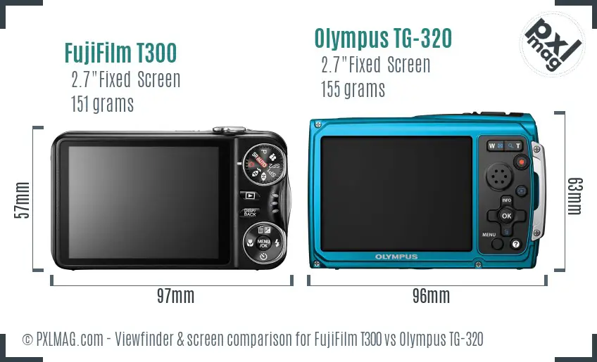 FujiFilm T300 vs Olympus TG-320 Screen and Viewfinder comparison