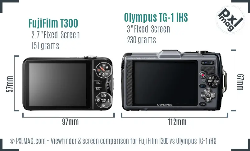 FujiFilm T300 vs Olympus TG-1 iHS Screen and Viewfinder comparison