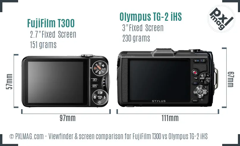 FujiFilm T300 vs Olympus TG-2 iHS Screen and Viewfinder comparison