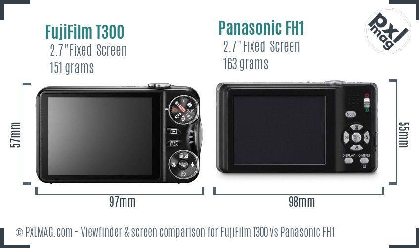 FujiFilm T300 vs Panasonic FH1 Screen and Viewfinder comparison