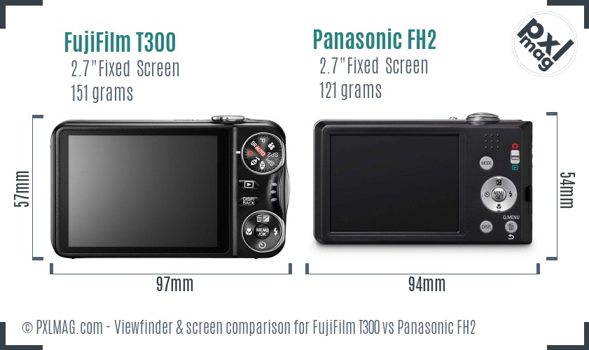 FujiFilm T300 vs Panasonic FH2 Screen and Viewfinder comparison