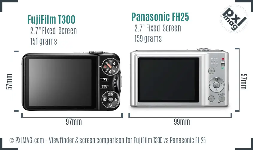 FujiFilm T300 vs Panasonic FH25 Screen and Viewfinder comparison FujiFilm T300 vs Panasonic FH25 Screen and Viewfinder comparison