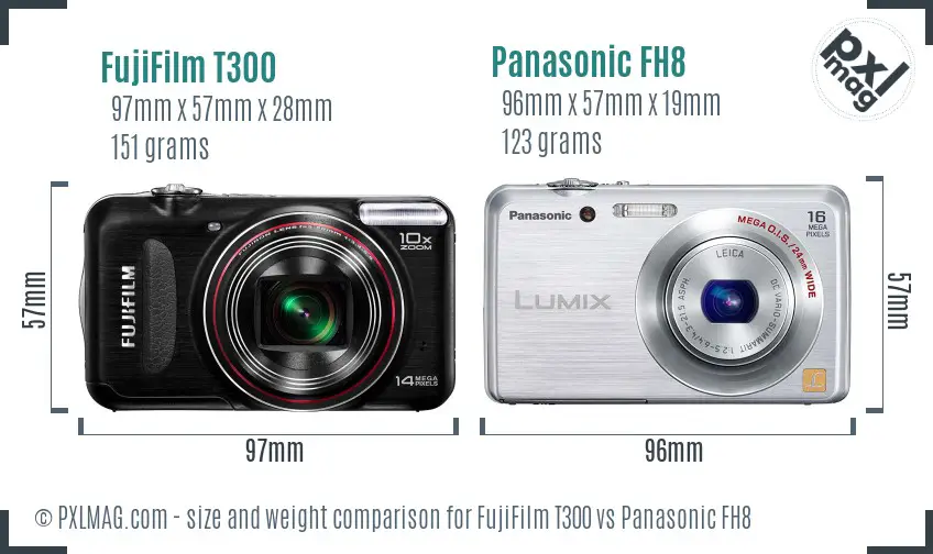 FujiFilm T300 vs Panasonic FH8 size comparison FujiFilm T300 vs Panasonic FH8 size comparison
