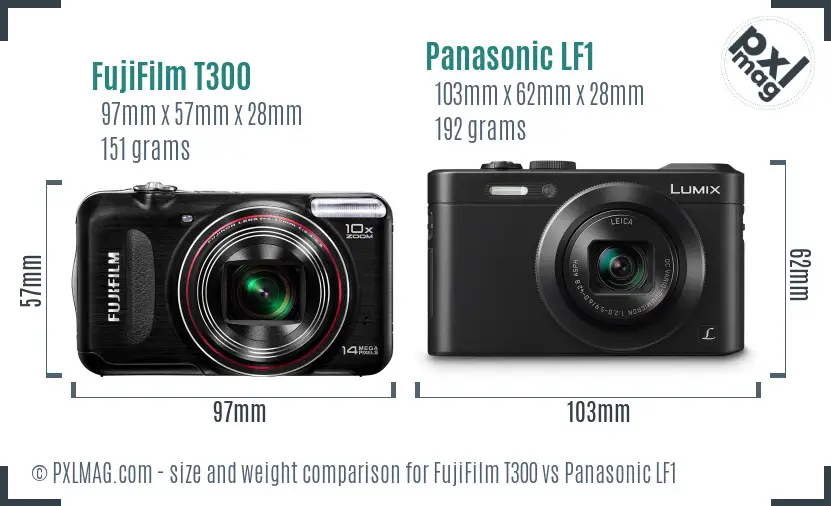 FujiFilm T300 vs Panasonic LF1 size comparison