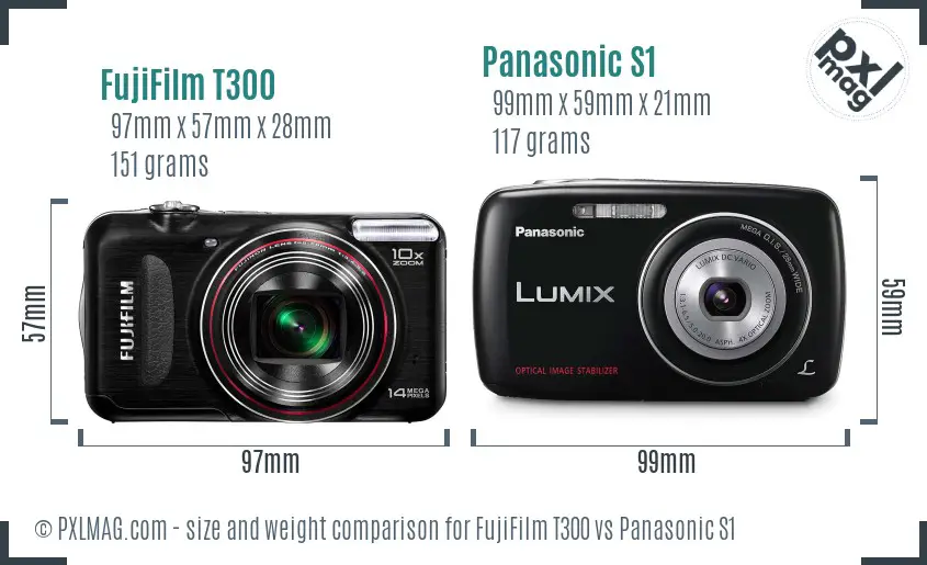 FujiFilm T300 vs Panasonic S1 size comparison