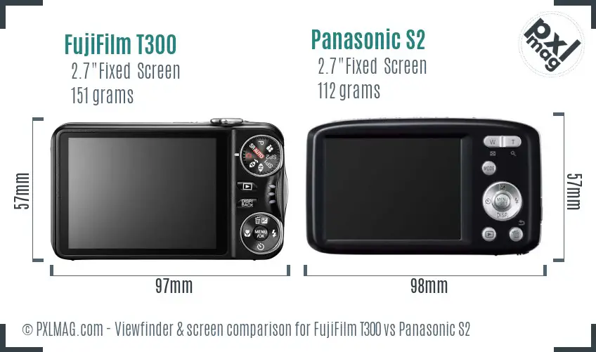 FujiFilm T300 vs Panasonic S2 Screen and Viewfinder comparison FujiFilm T300 vs Panasonic S2 Screen and Viewfinder comparison