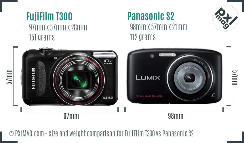 FujiFilm T300 vs Panasonic S2 size comparison FujiFilm T300 vs Panasonic S2 size comparison
