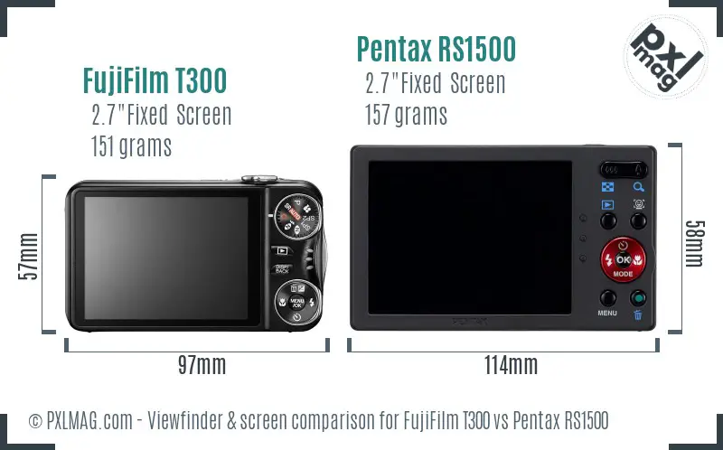 FujiFilm T300 vs Pentax RS1500 Screen and Viewfinder comparison FujiFilm T300 vs Pentax RS1500 Screen and Viewfinder comparison