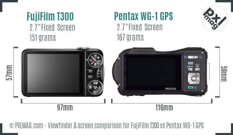 FujiFilm T300 vs Pentax WG-1 GPS Screen and Viewfinder comparison
