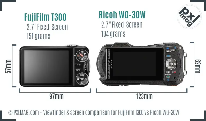 FujiFilm T300 vs Ricoh WG-30W Screen and Viewfinder comparison FujiFilm T300 vs Ricoh WG-30W Screen and Viewfinder comparison