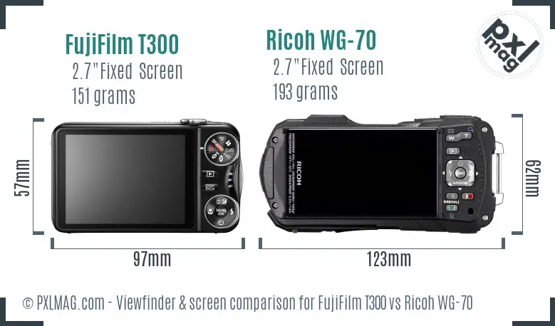 FujiFilm T300 vs Ricoh WG-70 Screen and Viewfinder comparison FujiFilm T300 vs Ricoh WG-70 Screen and Viewfinder comparison