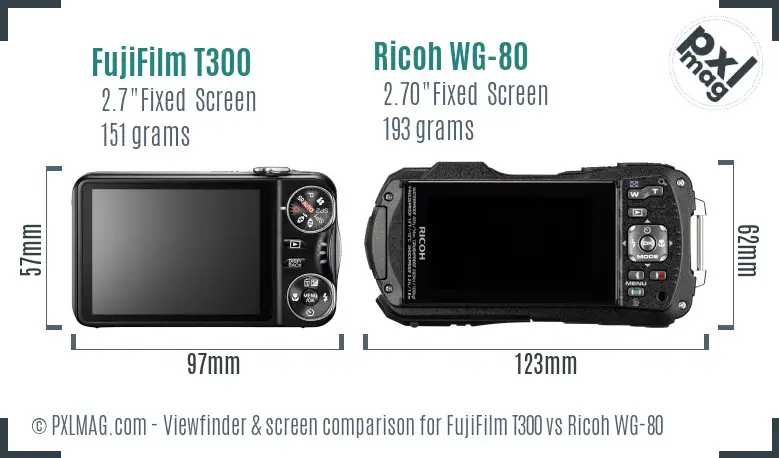 FujiFilm T300 vs Ricoh WG-80 Screen and Viewfinder comparison FujiFilm T300 vs Ricoh WG-80 Screen and Viewfinder comparison
