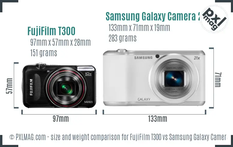 FujiFilm T300 vs Samsung Galaxy Camera 2 size comparison