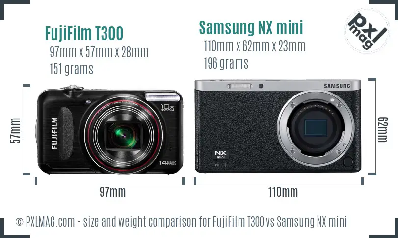 FujiFilm T300 vs Samsung NX mini size comparison FujiFilm T300 vs Samsung NX mini size comparison
