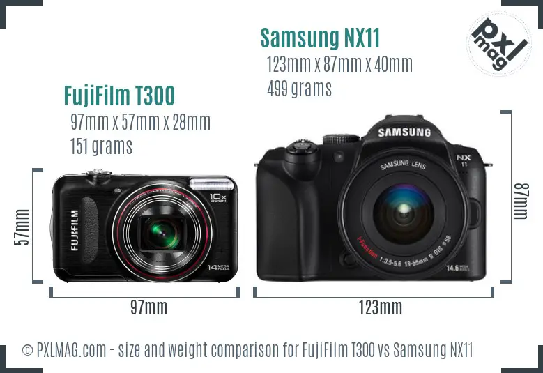 FujiFilm T300 vs Samsung NX11 size comparison