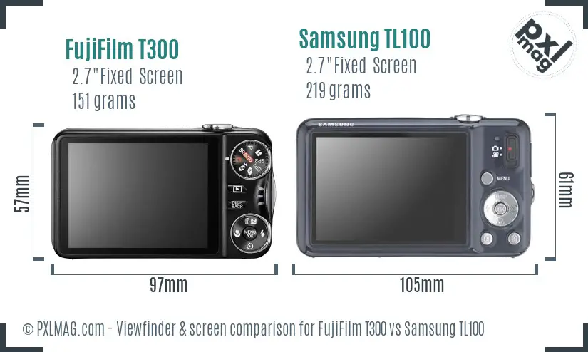 FujiFilm T300 vs Samsung TL100 Screen and Viewfinder comparison