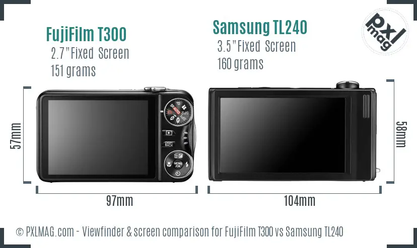 FujiFilm T300 vs Samsung TL240 Screen and Viewfinder comparison FujiFilm T300 vs Samsung TL240 Screen and Viewfinder comparison
