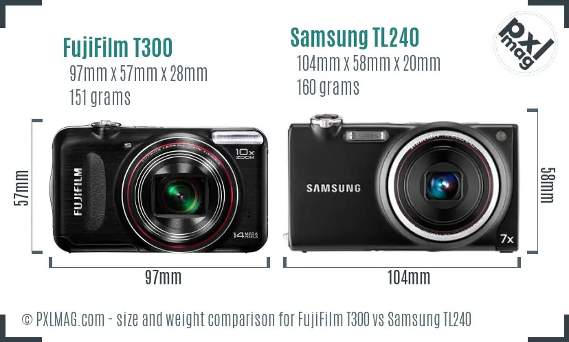 FujiFilm T300 vs Samsung TL240 size comparison FujiFilm T300 vs Samsung TL240 size comparison