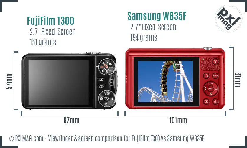 FujiFilm T300 vs Samsung WB35F Screen and Viewfinder comparison FujiFilm T300 vs Samsung WB35F Screen and Viewfinder comparison